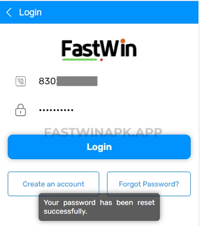 Fastwin Password Reset Successfully