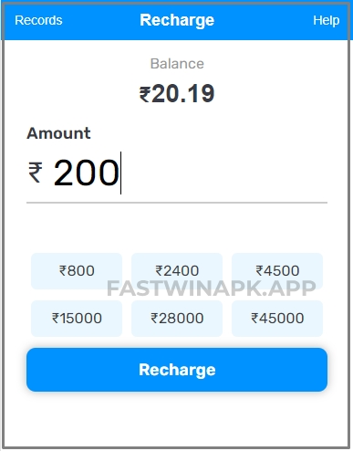 Fastwin Recharge Page